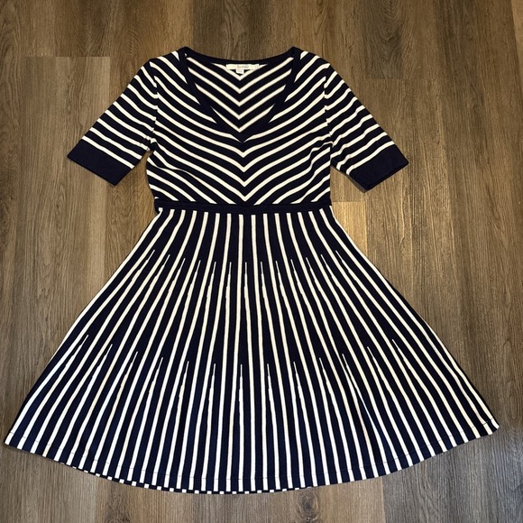 Boden Amelia Sweater Dress Women's 8P Striped Fit & Flare Office Wool Blend Knit - Picture 1 of 12